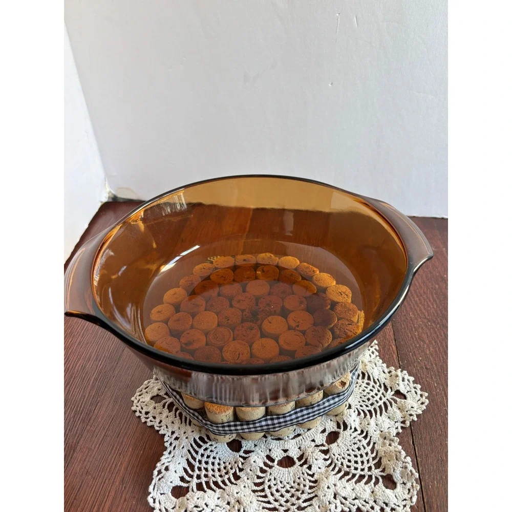 Anchor Hocking Fire King‎ Amber Glass Casserole Dish 1.5 QT Round Baking Pan 437